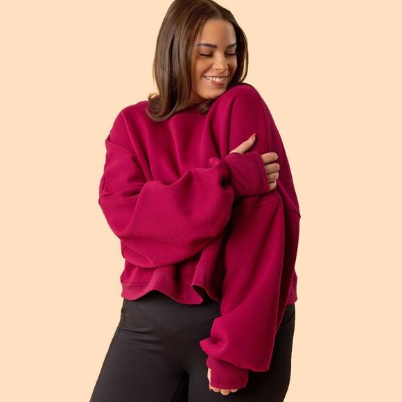 Blogilates - Women's Marshmallow Mockneck Sweatshirt Burgundy - Picture 4 of 4